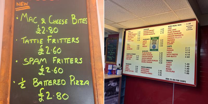 Kintore Fish Bar Menu