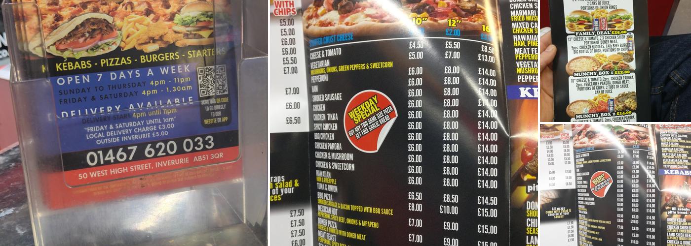 Marmaris Takeaway Inverurie Menu