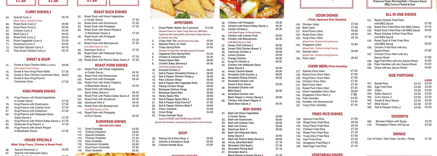 Duo Duo Chinese Menu