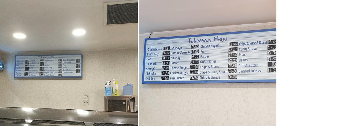 Preston Fish and Chips Menu