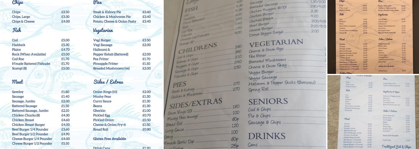 Stracey's Fish & Chips Menu