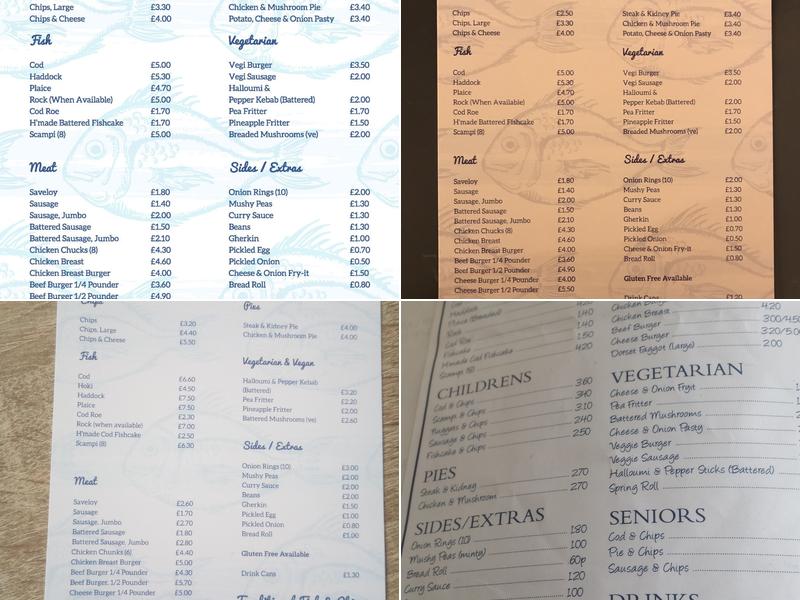 Stracey's Fish & Chips Menu