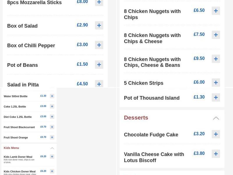 The Family Kebab House Menu