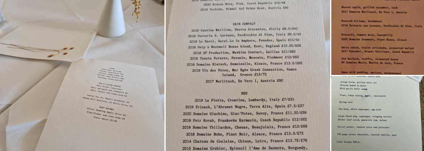 Osip restaurant Menu