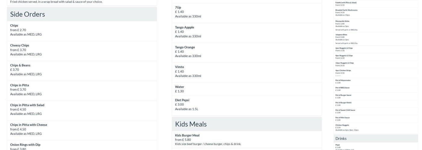 Kings Kebab | Frome Menu