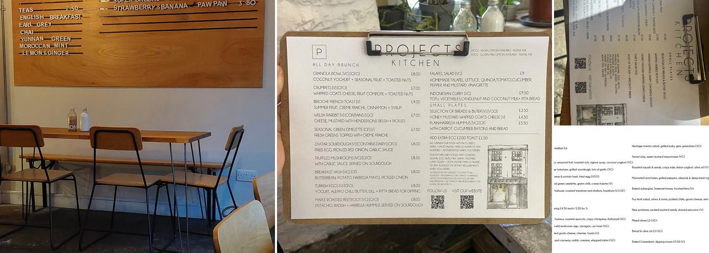 Projects Store & Kitchen Frome Menu