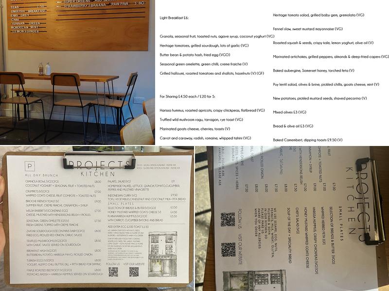 Projects Store & Kitchen Frome Menu