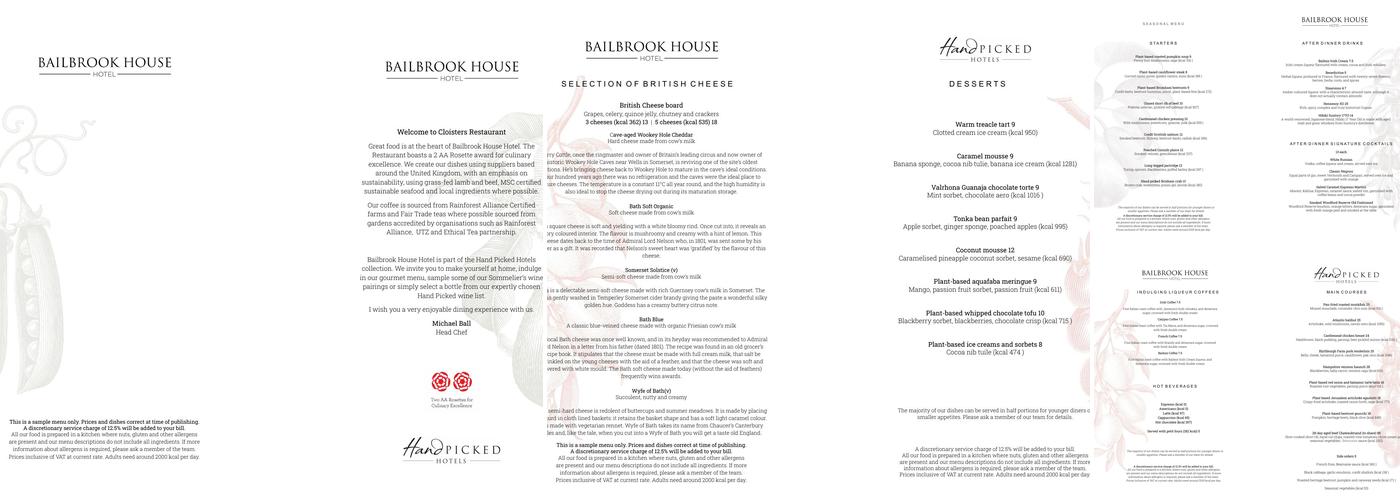 Cloisters Restaurant Menu