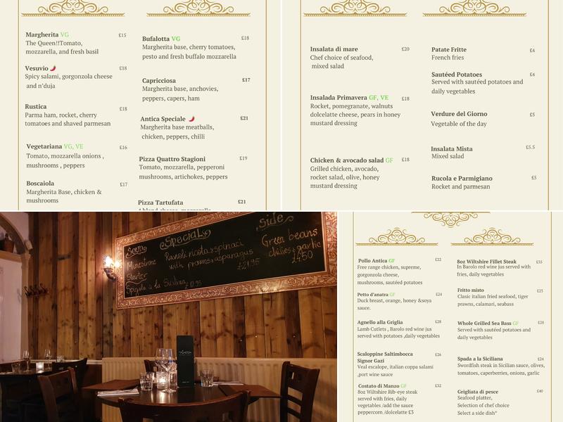 Antica Bath Restaurant Menu