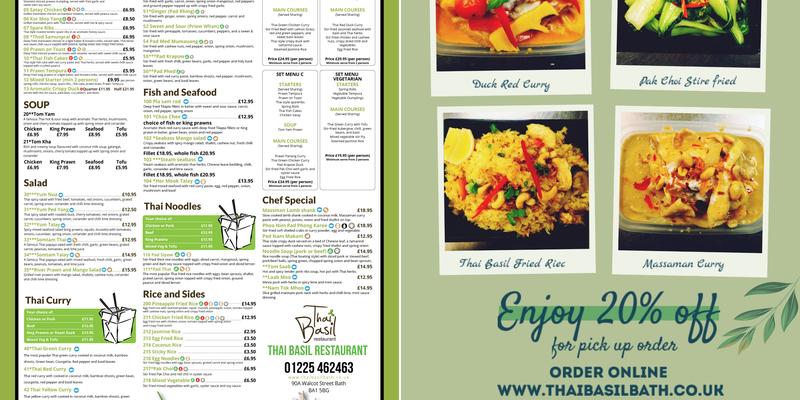 Thai Basil Restaurant Menu