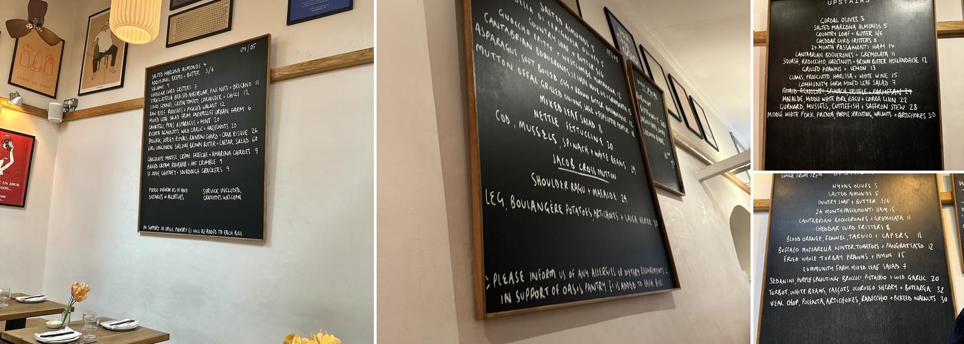 Upstairs at Landrace Menu