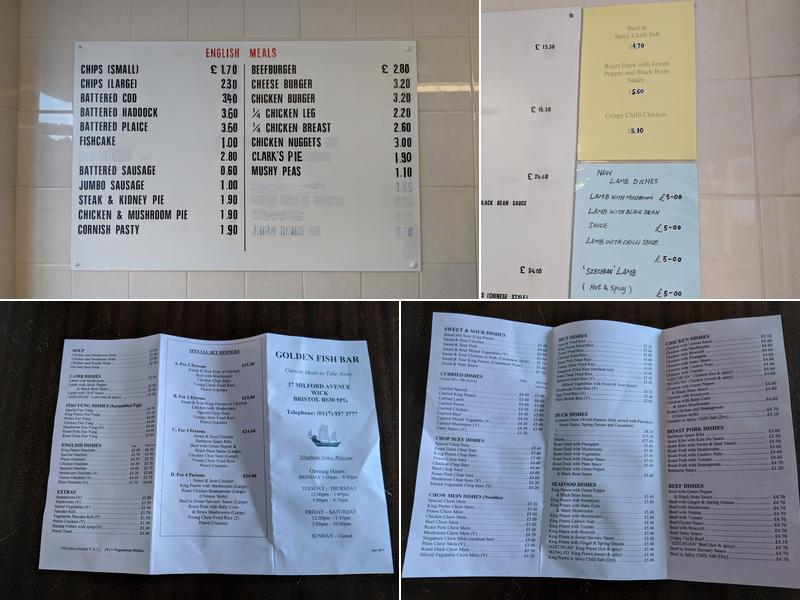 The Golden Fish Bar Two Menu