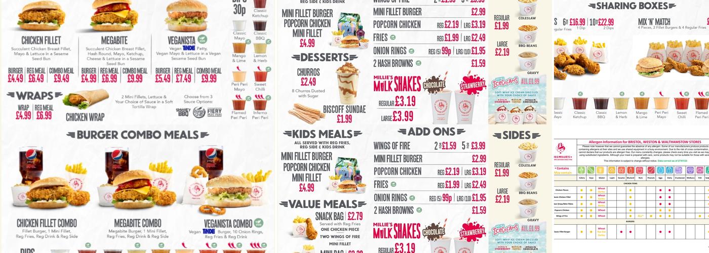 Miss Millie's Fried Chicken Menu