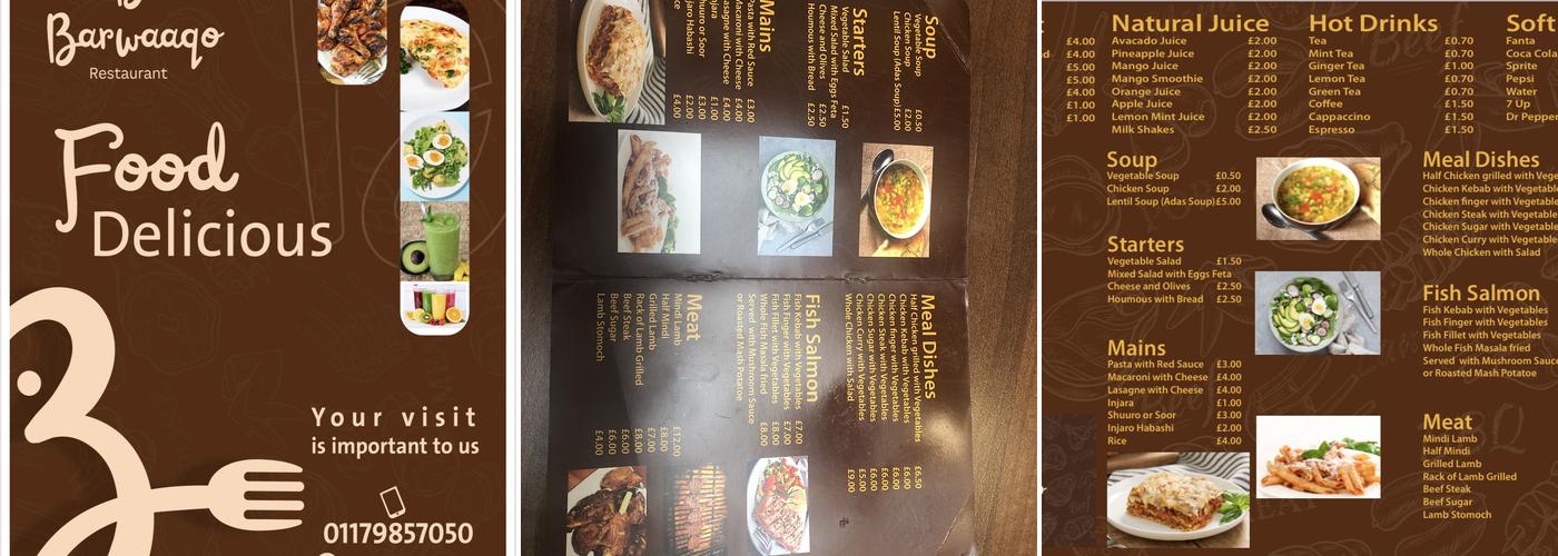 Barwaaqo Restaurant Menu
