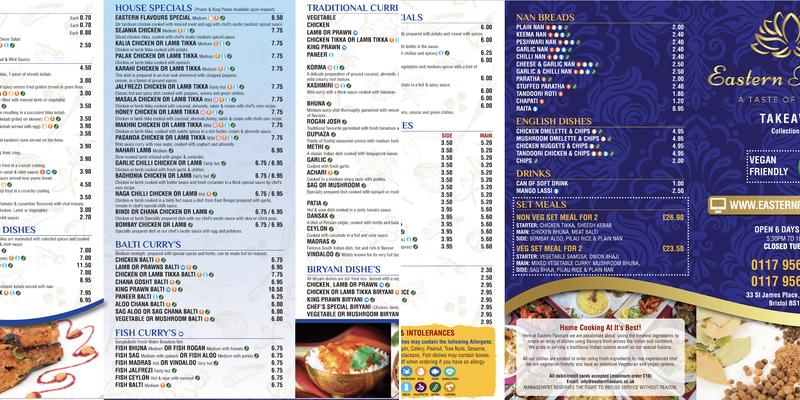 Eastern Flavours Indian Takeaway Menu