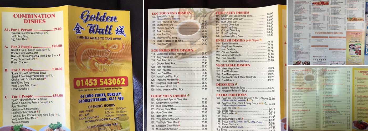 The Golden Wall Menu