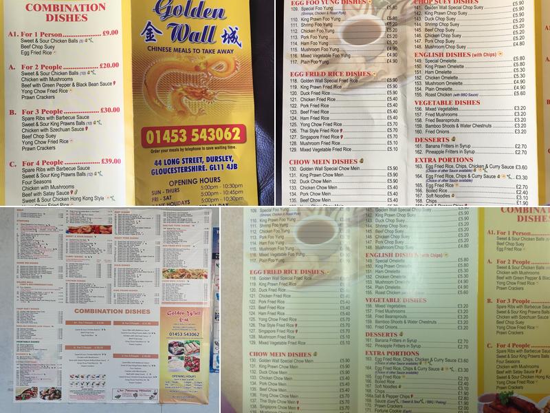 The Golden Wall Menu