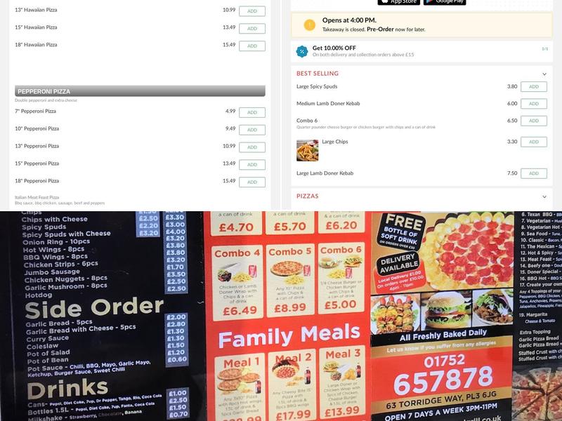 Torridge Pizza And Grill Menu