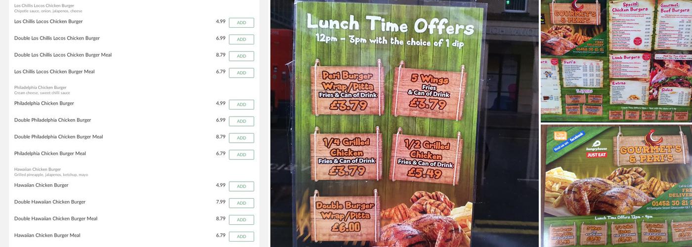 Gourmets & Peris Menu