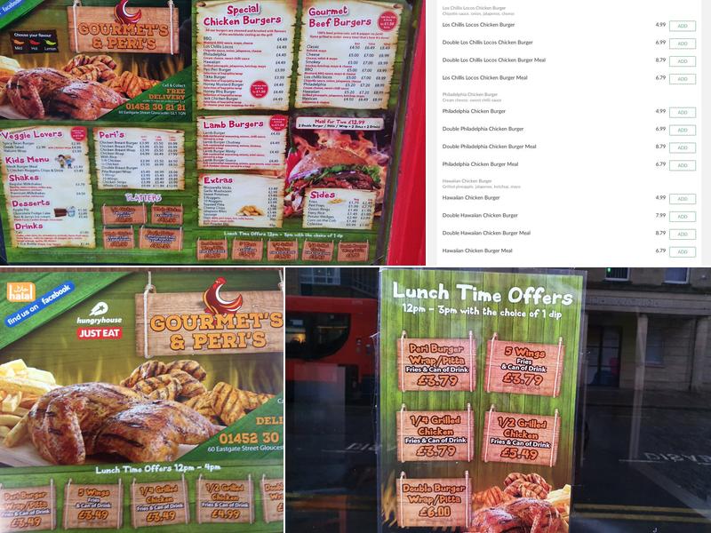 Gourmets & Peris Menu