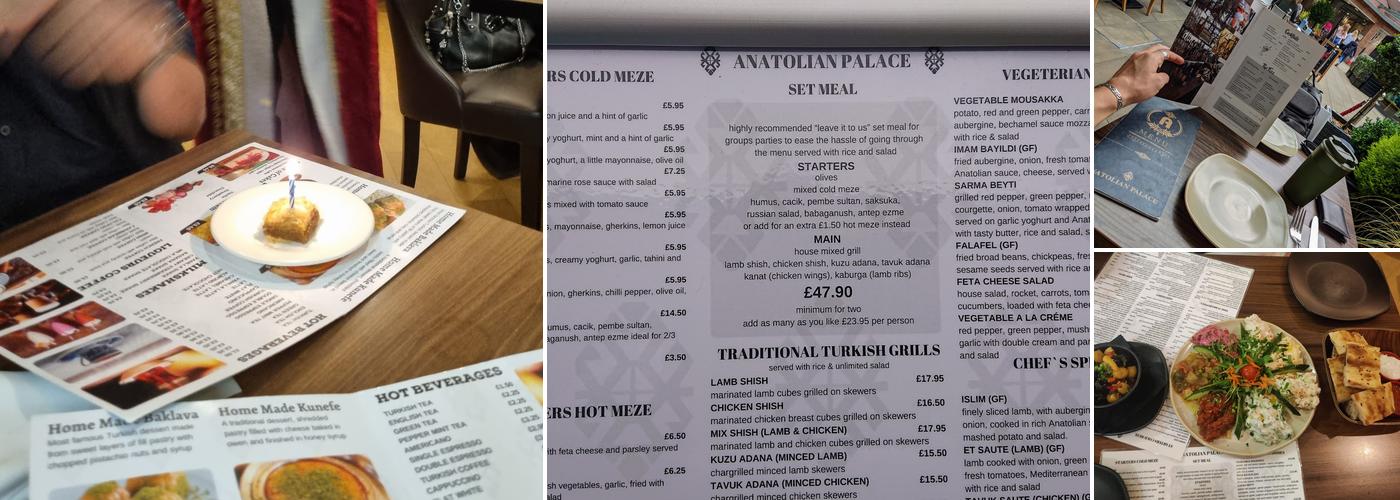 Anatolian Palace Turkish Mediterranean Grill Restaurant Menu