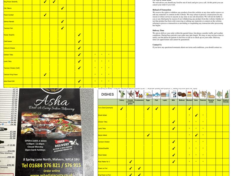 Asha Dial-A-Curry and Indian Takeaway Menu