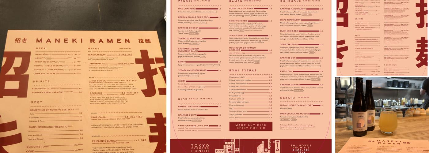 Maneki Ramen Menu