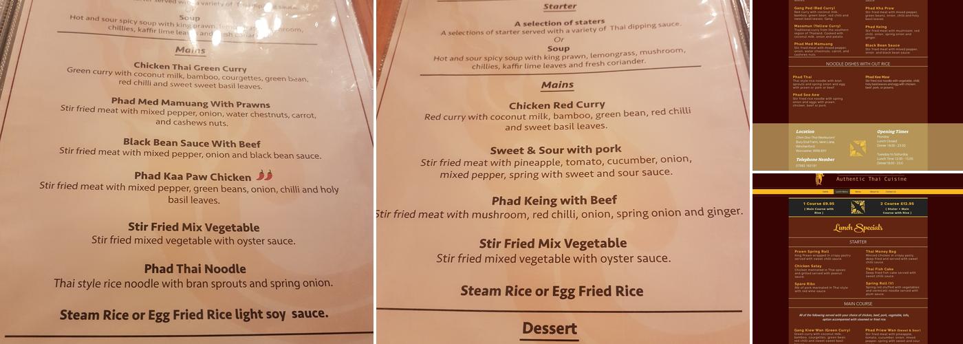 Chim Doo Thai Menu