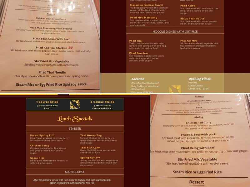 Chim Doo Thai Menu