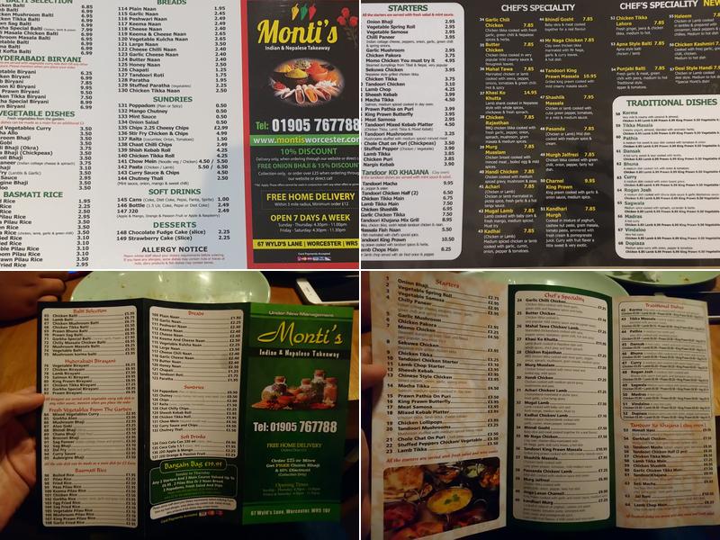 Montis Takeaway Menu