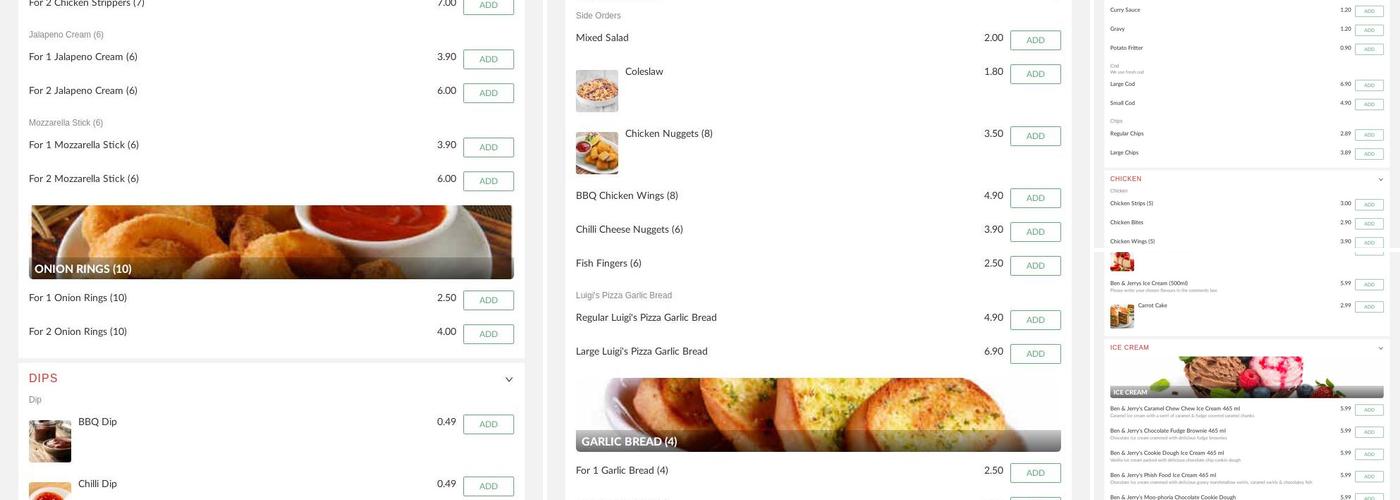 Luigi's Pizza and Fish Bar Menu