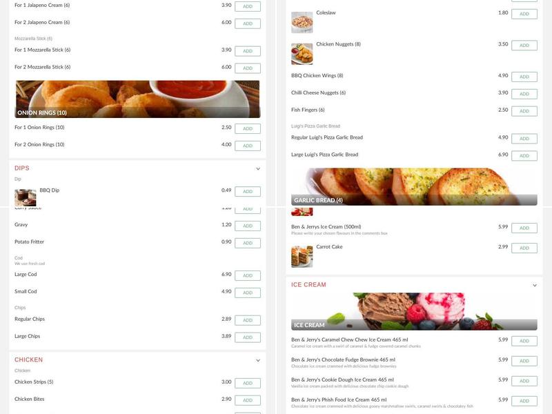 Luigi's Pizza and Fish Bar Menu