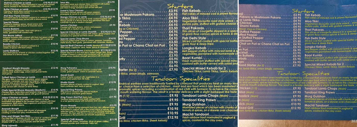 May Bank Indian Menu