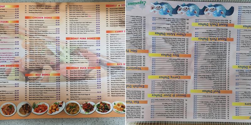 Tangs Dynasty Menu