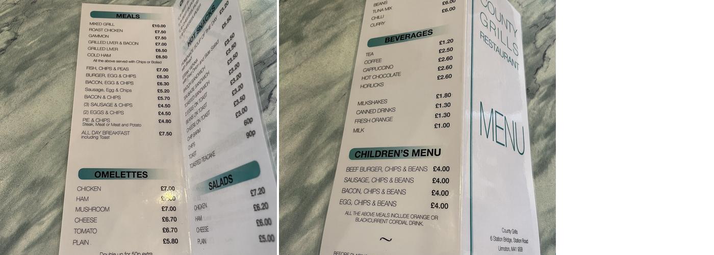 County Grills Restaurant Menu