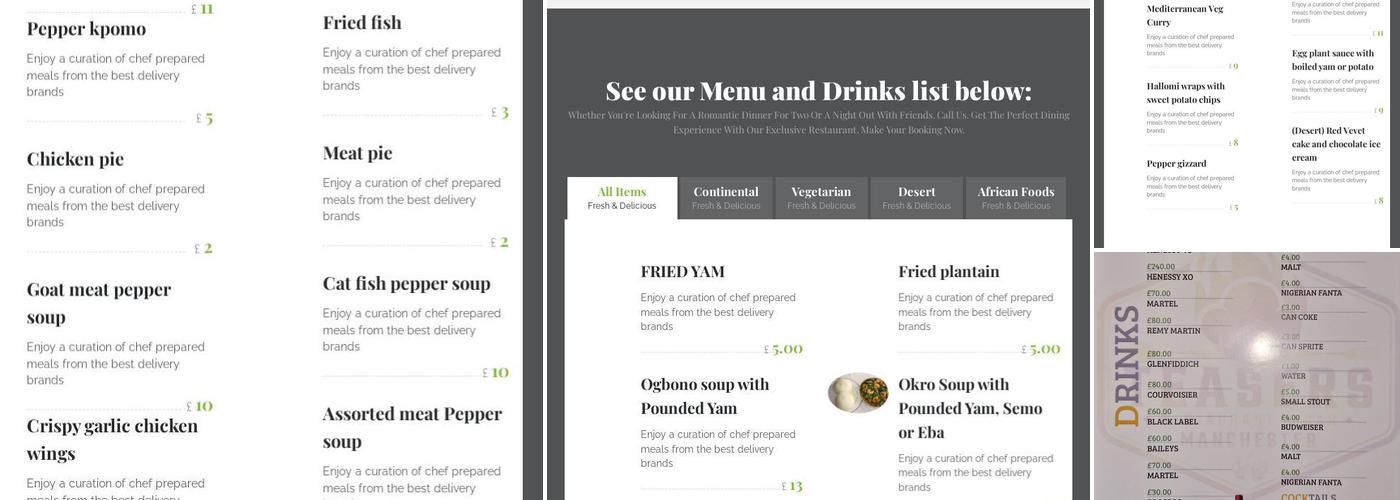 Teasers Restaurant and Bar Menu