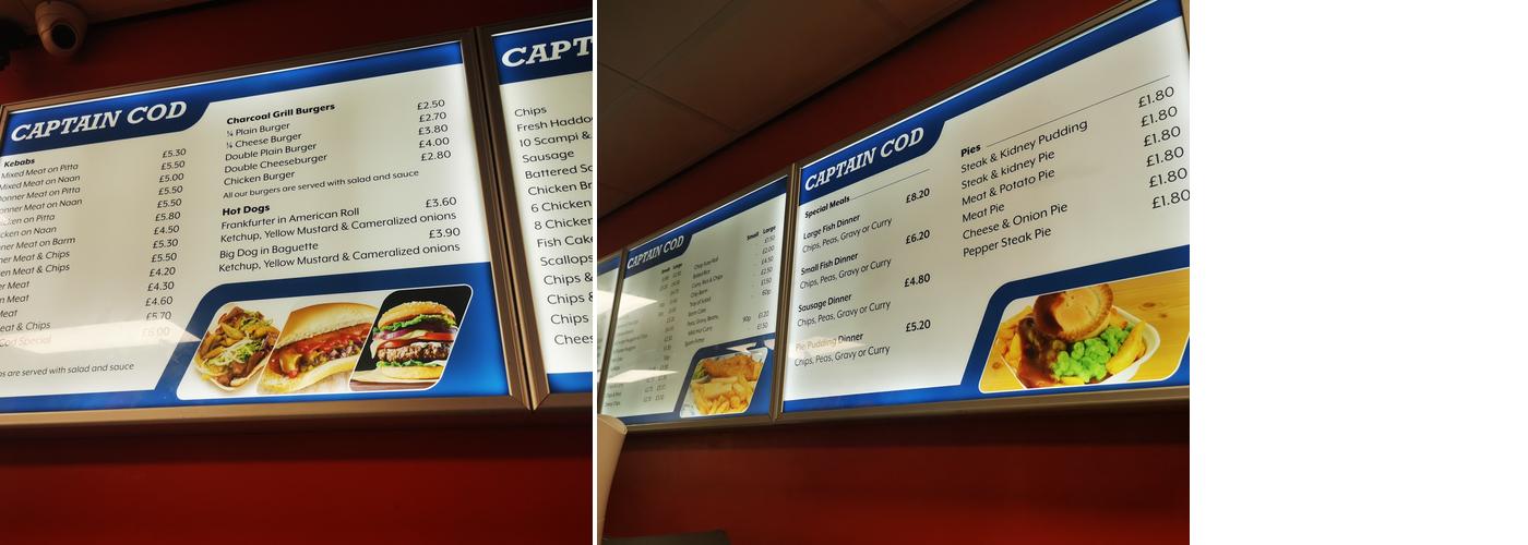 Captain Cod Menu