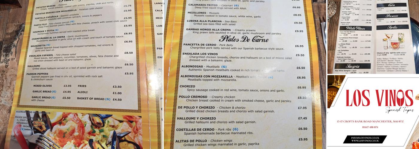 Los Vinos Menu