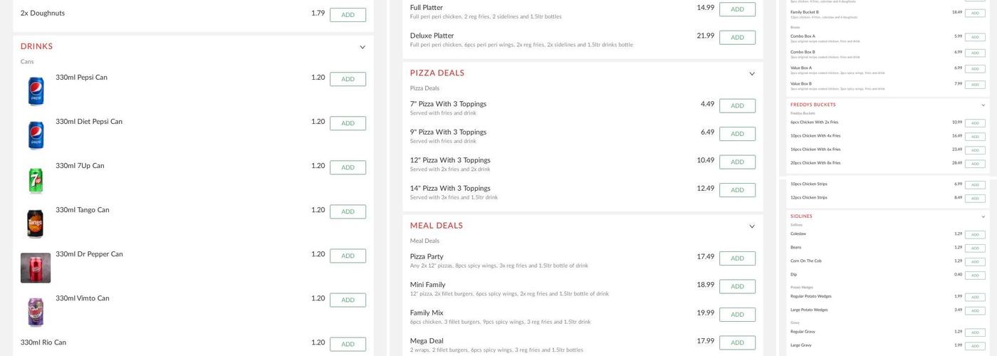 Freddy's Chicken & Pizza Menu