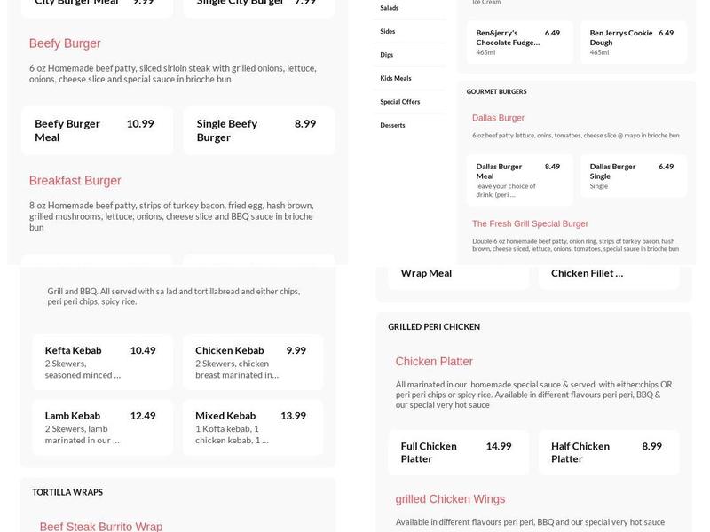 The Fresh Grill Menu