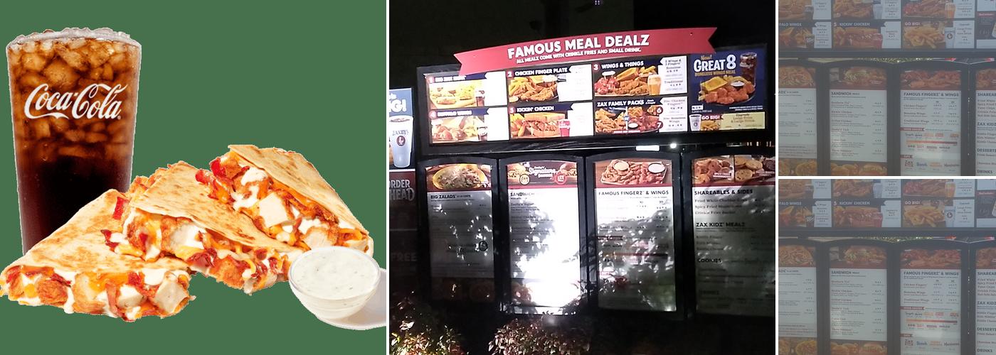 Zaxbys Chicken Fingers & Buffalo Wings Menu