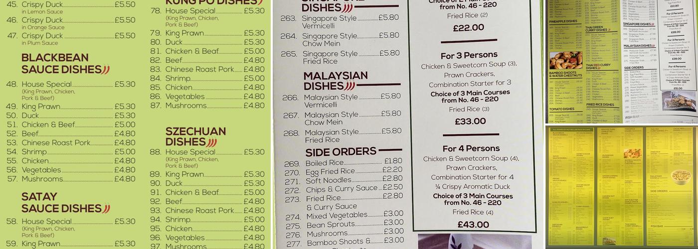 Lucky Rain Takeaway Menu