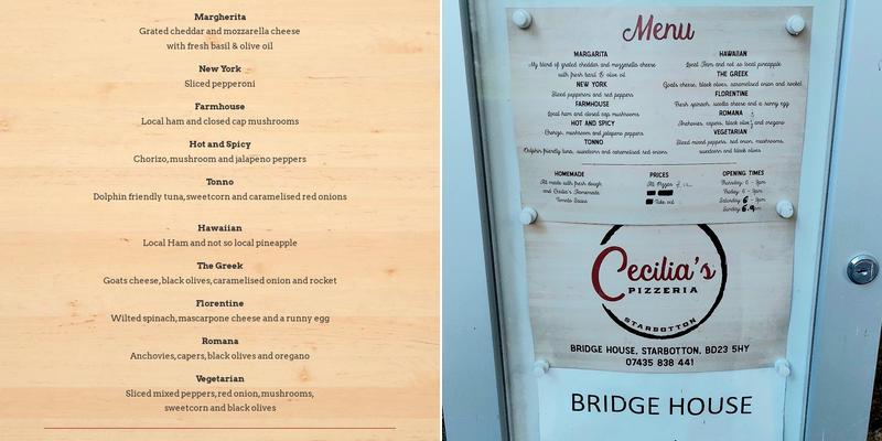 Cecilia's Pizzeria Menu