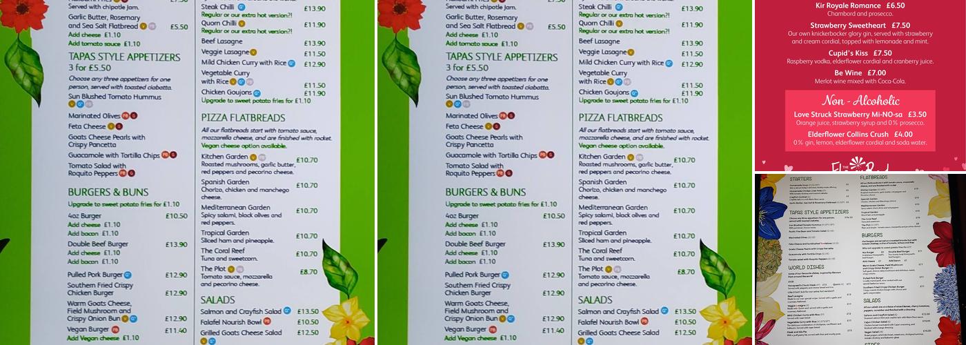 Blooms Restaurant Menu
