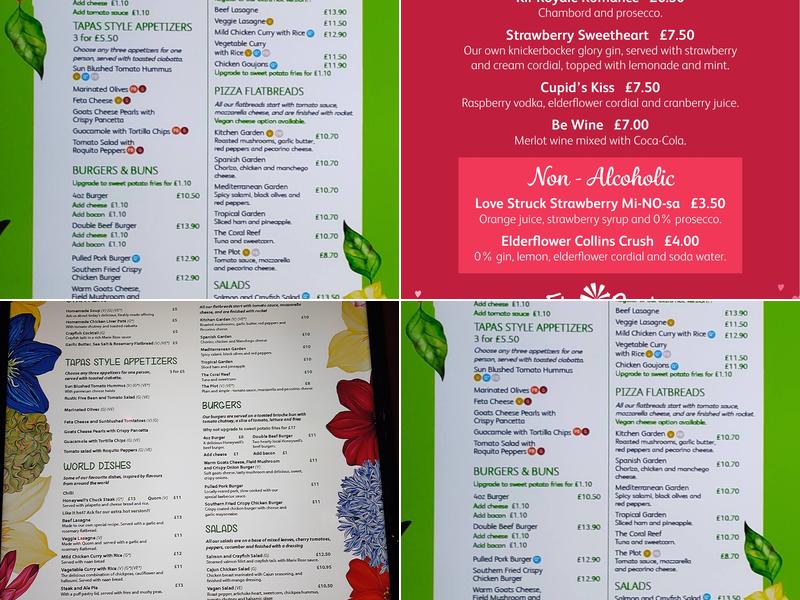 Blooms Restaurant Menu