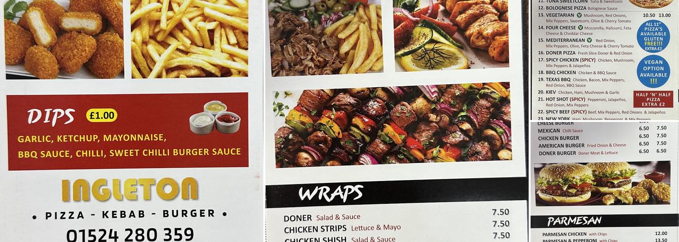 INGLETON PIZZA Menu