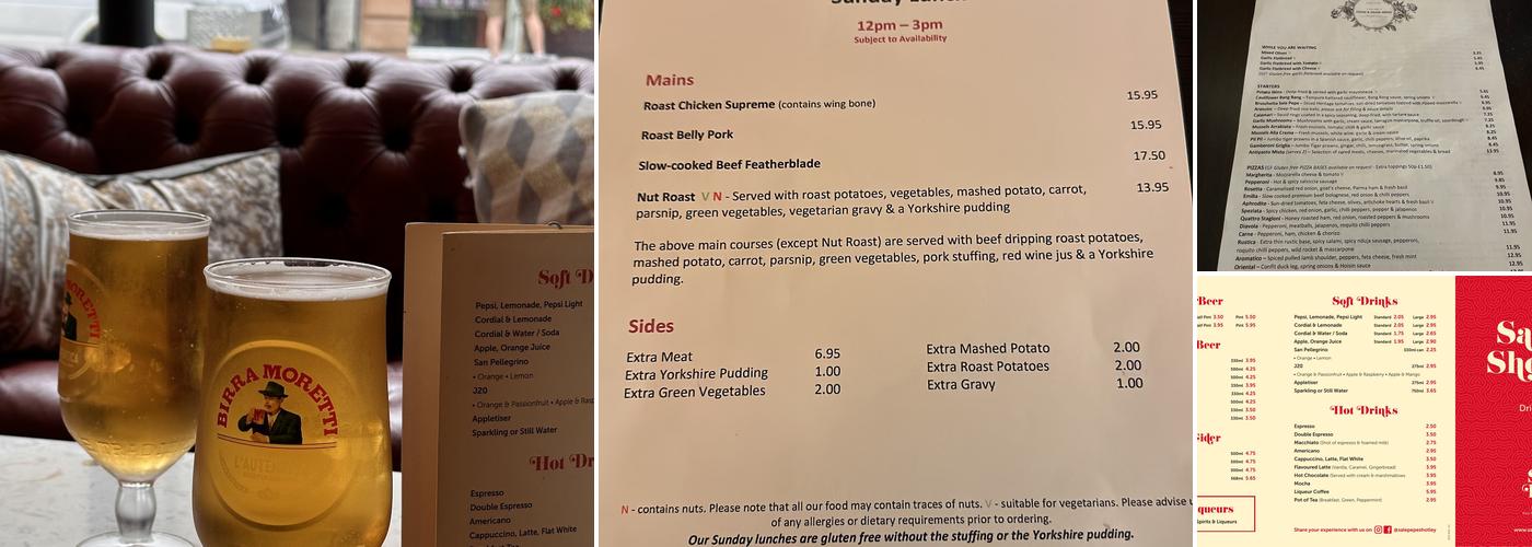 Sale Pepe, Shotley Bridge Menu
