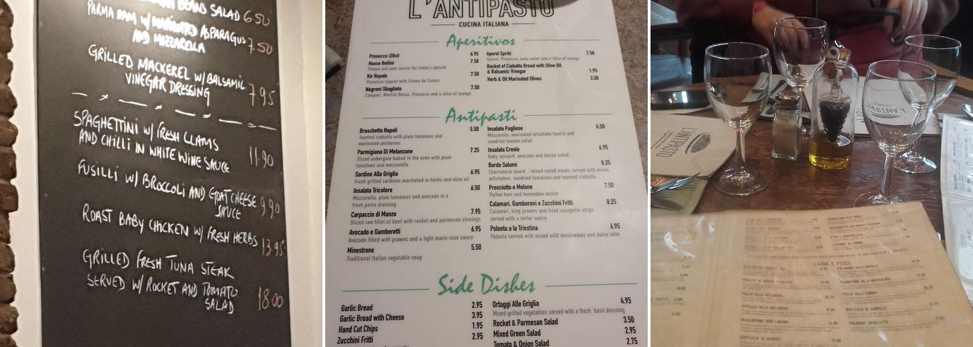 L'Antipasto Restaurant Menu