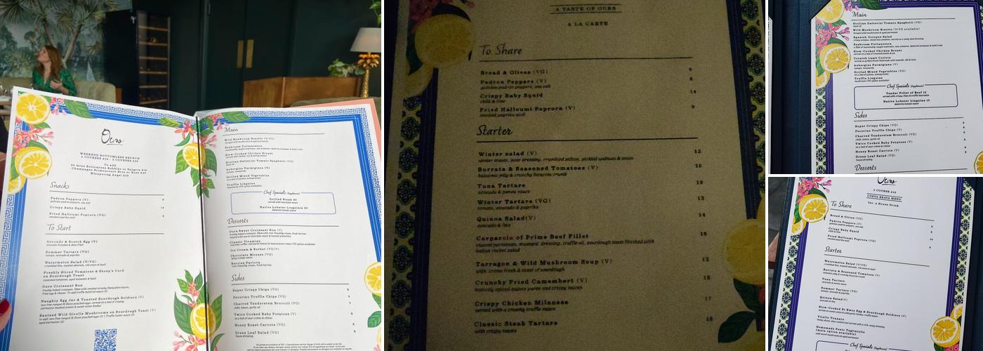 Restaurant Ours Menu