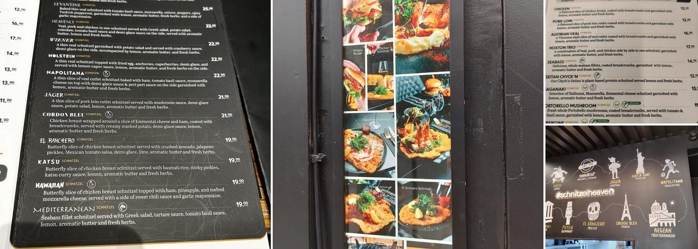 Schnitzel Heaven Menu